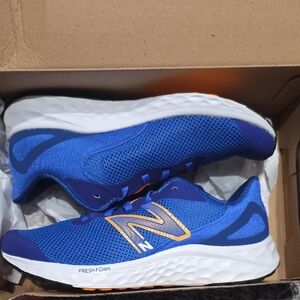 New Balance Kids Blue Mesh Sneakers with Orange Accents